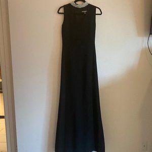 Karl Lagerfeld Black Formal Gown with Pearl Collar